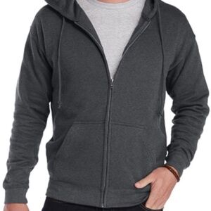 Lane Seven Unisex Full-Zip Hooded Sweatshirt Dark Grey Levi Attack Titan on Back